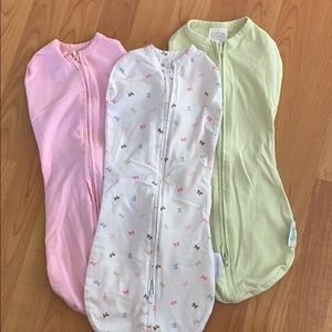 Lot of 3 newborn zip swaddle sacks by swaddle me